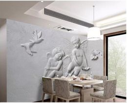 modern living room wallpapers 3D embossed little angel flying pigeon background wall decorative painting