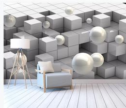 Three-dimensional square ball 3d background wall 3d murals wallpaper for living room