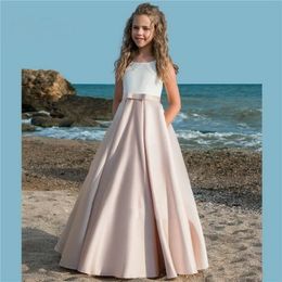 Lovely Flower Girls Dresses Hand Made Flower Long Ruffle Tulle Girls Pageant Dresses Backless Kids Formal Wear Dress