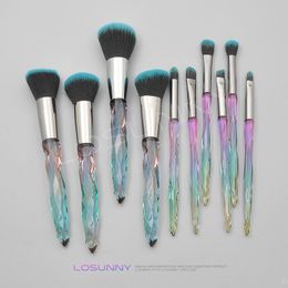 Makeup Brushes DHL New Crystal 10pcs/set Diamond Handle Brush kit Face Foundation Powder Concealer Cosmetics Q240507