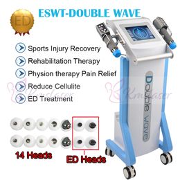Newest ESWT shock wave therapy ED treatment two handles can work together / shockwave machine for body pain relief