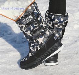 Vendita calda- Capustri da neve maschile di grandi dimensioni a prova di freddo Acqua Tessuto Oxford Avvio unisex Rain Avvio meno 40 gradi Caldo mantieni le scarpe inverno Zy823