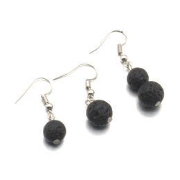 8mm 10mm Lava Stone Bead Charms Earring Aromatherapy Essential Oil Perfume Diffuser Dangle Earrings for women Jewellery