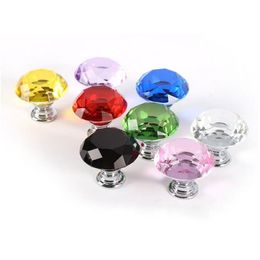 Knob Screw Fashion 30mm Diamond Crystal Glass Door Knobs Drawer Cabinet Furniture Handle Knob Screw Furniture Accessories LX1351