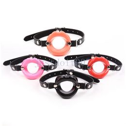 Bondage Soft Leather Harness Rubber Lips O Ring Open Mouth Gags Stuffer Restraint #R34