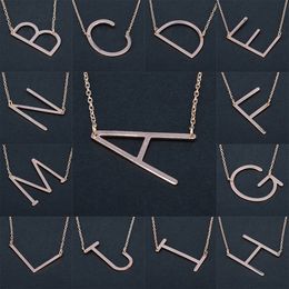 Gold Silver Initial Letter Pendant necklaces For women Personalized 26 English alphabet charm chains Choker Fashion Jewelry in Bulk