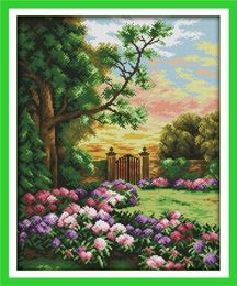 The Garden Corner home decor painting ,Handmade Cross Stitch Embroidery Needlework sets counted print on canvas DMC 14CT /11CT
