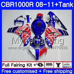 Body +Tank For HONDA CBR1000 RR CBR 1000 RR 08 09 11 277HM.23 CBR1000RR 08 09 10 11 CBR 1000RR 2008 2009 2010 2011 Fairings Castrol blue hot