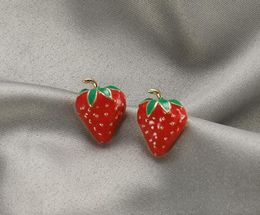 Fashion Jewelry S925 Silver Needle Earrings Cute Compact Senior Red Strawberry Stud Earrings Fruit earrings GD88