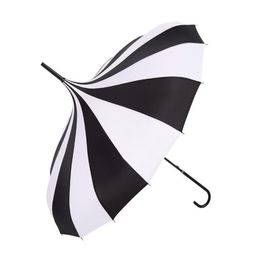 50Pcs Free Shipping Black And White Design Princess Royal Sun Umbrella Lady Pagoda Long-Handled Umbrella Christmas Gift