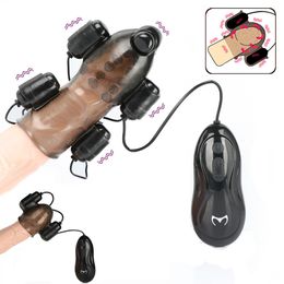 Penis Vibrating Extender Vibrator Glans Delay Stimulator Exercise Sleeve Male Masturbator Bullet Vibrator Adult Sex Toys For Men J190626