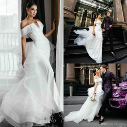 Beach Elegant Mermaid Wedding Dresses With Detachable Train Overskirt Sweep Train Off Shoulder Robes De Mariée Wedding Dress Bridal Gowns