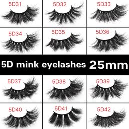 25mm long 3D mink eyelashes 4D 6D 5D large mink eyelashes false eyelashes 10 sets