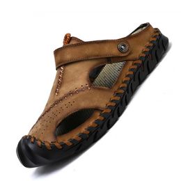 Men Sandals High Quality Leather Summer Men Slippers Roman style Men Beach Sandals Soft Comfortable Man Outdoors Shoes