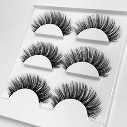 Natural long handmade false eyelashes set 3 pairs thick curly fake lashes extensions makeup accessories DHL Free