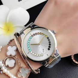 Fashion Brand Watches Women's girls Colourful crystal style metal steel band Quartz wrist Watch T146