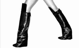 2018 новое прибытие женщины колено высокие Гладиатор сапоги сексуальный клин пинетки бедро высокие сапоги мотоцикл черные кожаные сапоги