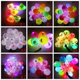 12inch LED Flashing Balloon Cartoon Luminous Lighting Balloons Kids Cartoon Balloon With lamp Xmas Wedding Party Decoration 9Styles GGA2192