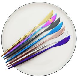 1Pcs Colorful 304 Stainless Steel Mirror Dinner Knife Western Rainbow Dinner Knife Restaurant Cutlery Wedding Hotel Supplies
