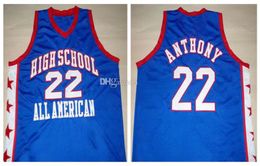 Mcdonald's High School All American Carmelo Anthony #22 Blue Retro Basketball Jersey Mens Ed Custom Any Number Name Jerseys