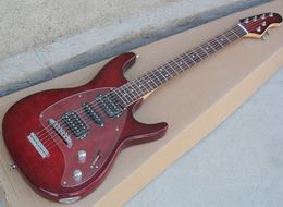 6 Strings Red Electric Guitar with Maple Veneer,Rosewood Fretboard,Acrylic Pickguard,Customizable