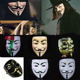 V for Vendetta Mask White Black Yellow Mask With Eyeliner Nostril Anonymous Guy Fawkes Fancy Adult Costume Halloween Party Mask DBC VT0771