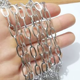 Easter gifts Lot brand new in bulk 5meter silver stainless steel 6mm Long Oval chain Jewellery findings marking DIY