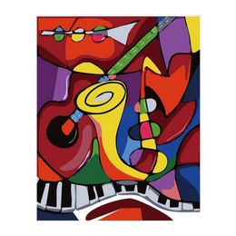 Oil Painting By Numbers Violin/Piano 50*40CM/20*16 Inch On Canvas For Home Decoration Kits [Unframed]