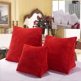 Fluffy Soft Corduroy Triangle Wedge Pillow Waist Sofa Bed Office Chair Cushion Elevating Leg Back Rest Support Pillow 1 PCS -A-Blue