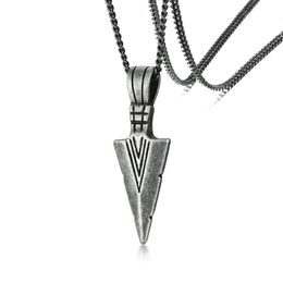 Spearhead Pendant Necklace in Stainless Steel Mens Fashion Arrowhead Jewellery Gift for Him