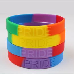 100pcs Gay Rainbow Lesbian Bisexual homeosexuality homosex homoerotism silicone wristband rubber band bracelet bangle