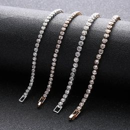 1PC Trendy Austria Cubic Zirconia Crystal Bracelet Cuff Bangles Silver&Gold Colour Hand Chain For Women Jewellery Accessories