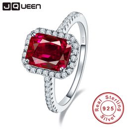 Hot Sale 3.6ct Pigeon Blood Red Ruby Engagement Wedding Ring Pure Solid 925 Sterling Silver Square Cut Fine Jewellery With Box J190706