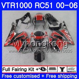 Kit For HONDA VTR1000 RC51 SP1 SP2 00 01 02 03 04 05 06 257HM14 RTV1000 VTR 1000 2000 2001 2002 2003 2004 2005 2006 Fairing Factory black