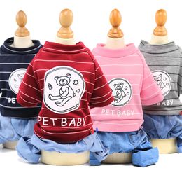 Pet Dog Striped Cloth Four The Foot Navy Winter New Pattern Puppy Dog Clothes Pets Clothing Pets Articles