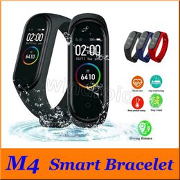 M4 Fitness Smart Bracelet IP67 waterproof Heart Rate Monitor Sleep monitoring smartwatch Wristbands Detachable Colours cheap 50pcs