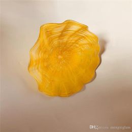 Hand Blown Glass Plates for Home Decor Customized Glass Wall Lamps Modern Art Deco Chihuly Style Custom Glass Wall Art