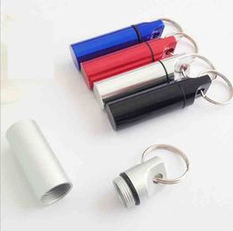 Newest Waterproof Tobacco Cans Headphone Tea Storage Box Pill Case With Keychain Rings Bottle Metal Aluminum Alloy 3 Styles Choose Colorful