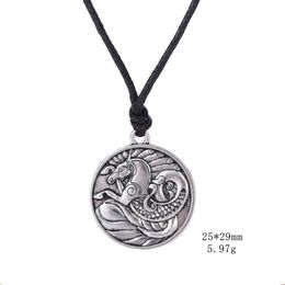 Seahorse Totem Pendant Necklace Antique Silver Pendant Nautical Jewelry Male Irish Amulet Symbols Necklace