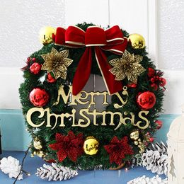 Christmas Decorations Merry Wreath with Bow Handcrafted New Year Elegant Holiday Wreath