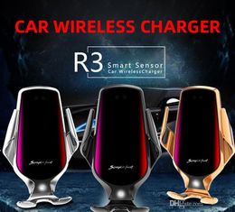 R3 10W Qi Fast Wireless Charger Charging Automatic Clamping Smart Sensor QI Induction Car Phone Mount Holder Rack For iPhone Samsung MQ30
