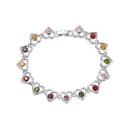 Fashion- and American heart-shaped S925 sterling silver Swarovski crystal bracelet