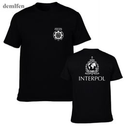 New Interpol Logo T-shirt International Print T Shirt Summer Men's Short Sleeve O-neck Shirts Male Cool Tees Tops