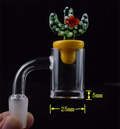 DHL New short neck 5mm Thick Bottom Quartz Banger Nail With Coloured Glass UFO Duck Cactus Carb Cap For Glass Bongs Water Pipes