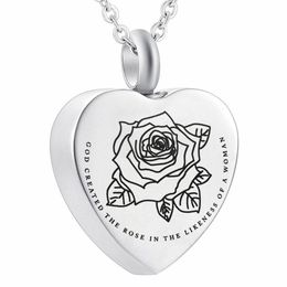 Urn Necklace for Ashes with Rose flower Pendant Cremation Jewellery Memorial Keepsake for Grandma &Grandpa&Dad&Mom