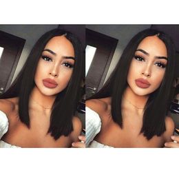 beauty new hairstyle ladies short bob straight wig African Americ brazilian hair simulation human hair short bob style wig middle part