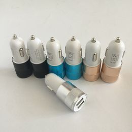 Car Charger Aluminum alloy Metal Dual USB Port 5V 2.1A+1.0A Universal for Smart Phone Small steel gun Design 200PCS/LOT