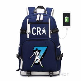 Soccer Player Star Cristiano Ronaldo Luminous Multifunction Backpack CR7 Travel Student Football Fans Bookbag For Men Women