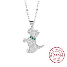 Brand Lovely dog Pendants Simulated Diamond Real 925 Sterling silver Wedding Pendant with Necklace for women Bridal Jewellery girl gift