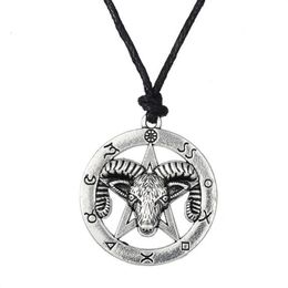 Antique Silver Pentacle Animal Antelope Pendant Pentagram Wiccan Jewelry Amulet Necklace